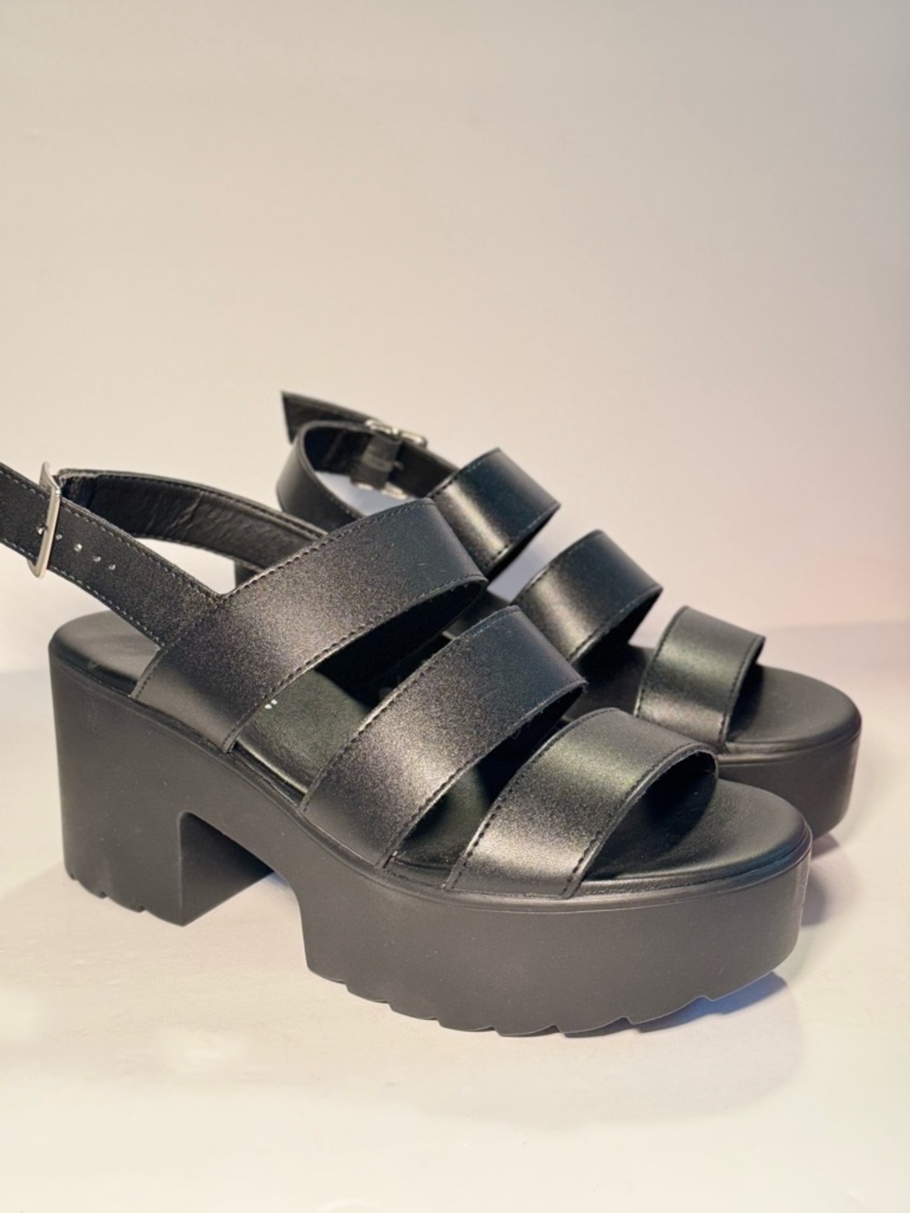 Women’s Black Platform Strappy Sandals